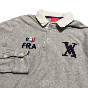 Viccomte A Men's Long Sleeve Polo Rugby Shirt Grey M France FRA VXV Embroidery